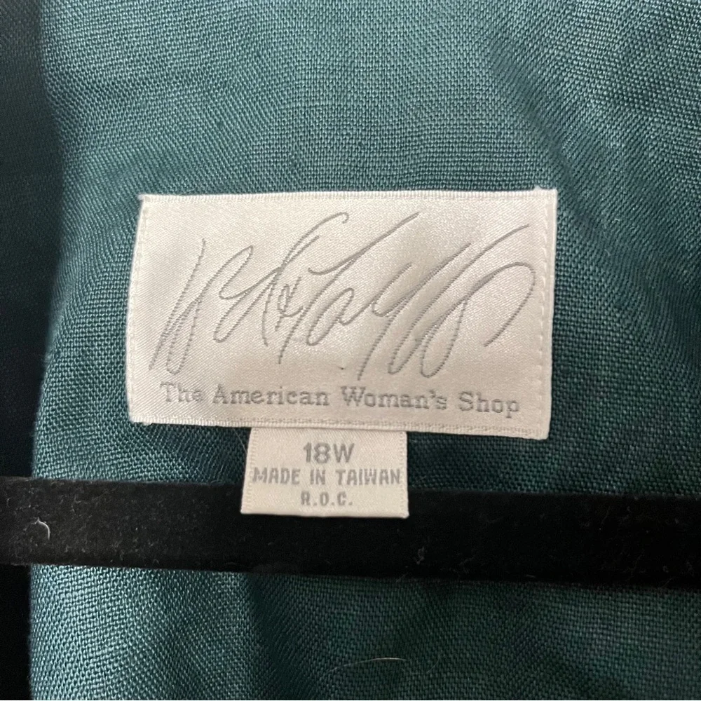 Lord & Taylor 100% Linen Unlined Blazer Longline Dark Green Size 18W Career